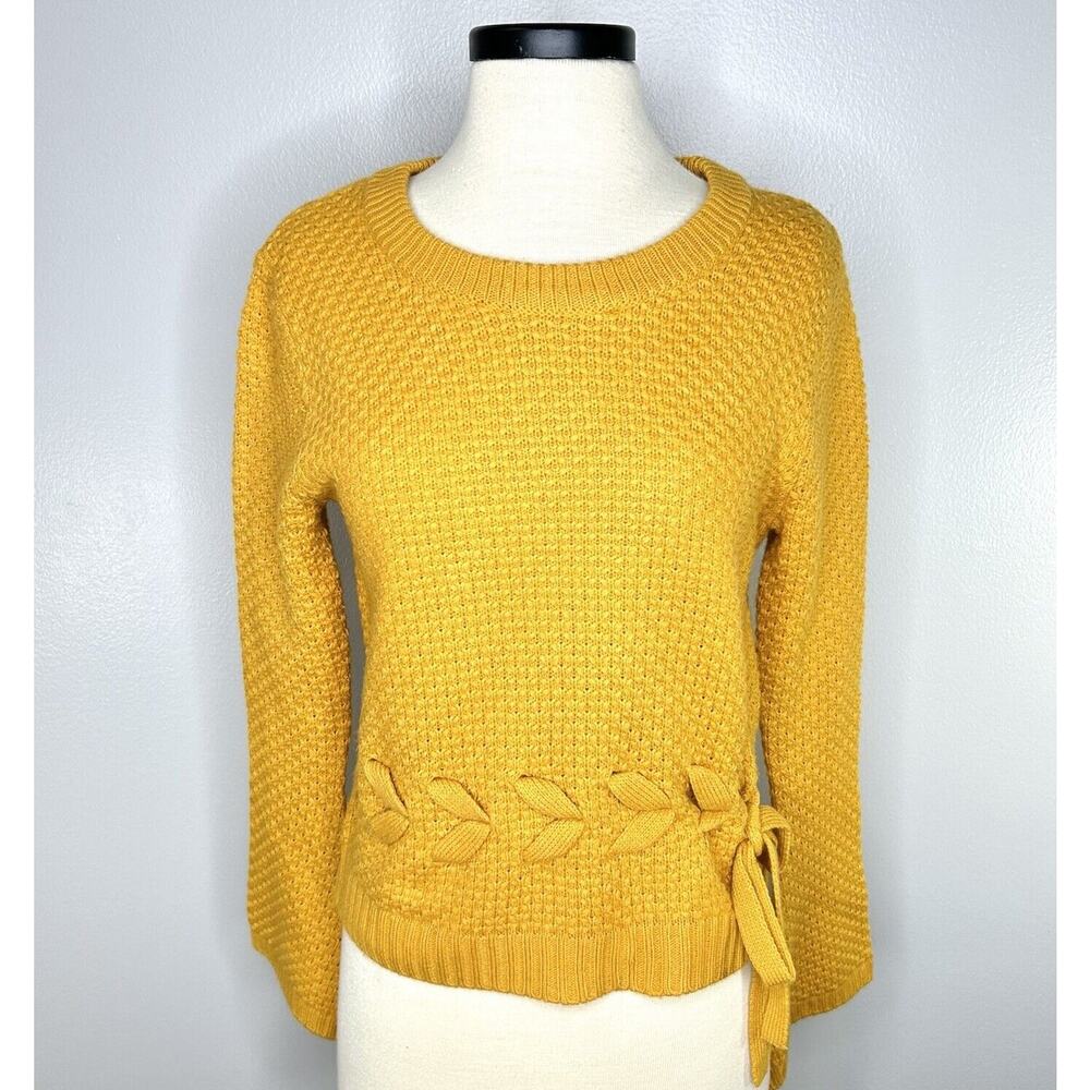 Berek Sweater Women S Mustard Yellow‎ Retro Y2K Knit Bell Sleeve Boho Academia